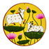 Yellow Pichwai Pair Cow With Lotus Mdf 6 IN