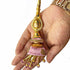 Light Pink Silk Thread Cone With Glass Pipe Ethnic Work Latkan Hanging Set Of 2