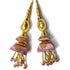 Light Pink Silk Thread Cone With Glass Pipe Ethnic Work Latkan Hanging Set Of 2