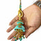 Sea Green Silk Thread Cone With Glass Pipe Ethnic Work Latkan Hanging Set Of 2