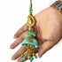 Sea Green Silk Thread Cone With Glass Pipe Ethnic Work Latkan Hanging Set Of 2