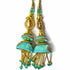 Sea Green Silk Thread Cone With Glass Pipe Ethnic Work Latkan Hanging Set Of 2