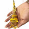 Yellow Silk Thread Cone With Glass Pipe Ethnic Work Latkan Hanging Set Of 2