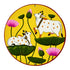 Yellow Pichwai Pair Cow With Lotus Mdf 6 IN