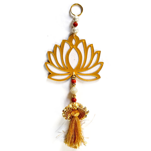 White Color lotus | Lotus Cutout Design | Flower With Matching Tassels | Tassel Hanging decoration | Decoration Set of 6 Lotus Design | white Color Velvet & Acrylic Lotus Flower | Home | Room Decoration | Temple Decoration | Pichwai Art | Craft | Craft Collection | Craft Shop India