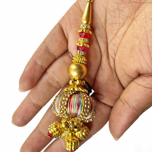 Multicolored Silk Thread Ethnic Work Latkan Hanging Set Of 2