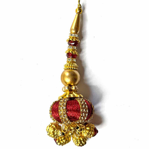 Maroon Silk | Thread Ethnic Work | Latkan | Hanging Set of 2 | Cones With Beads latkan | Hanging Beads | Hanging Latkan | Art Craft | Online Craft | Hobby Craft | Craft Material | Craft Shop India | Craft Store Online