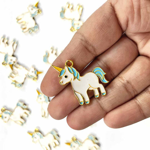 Blue Color Unicorn Top Whole Metal Charms Set Of 6