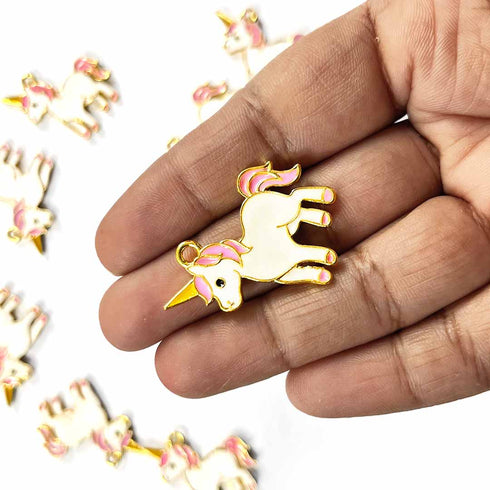 Pink Color Unicorn Top Whole Metal Charms Set Of 6