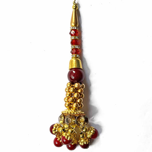 Maroon Color Glass Beads | Jarkan Work Latkan | Latkan Hanging Set Of 2 | Latkan Hanging Set Of 2 | Cones With Beads latkan | Hanging Beads | Hanging Latkan | Set of 2 Hanging Latkan | Art Craft | Online Craft | Hobby Craft | Craft Material | Craft Shop India | Craft Store Online