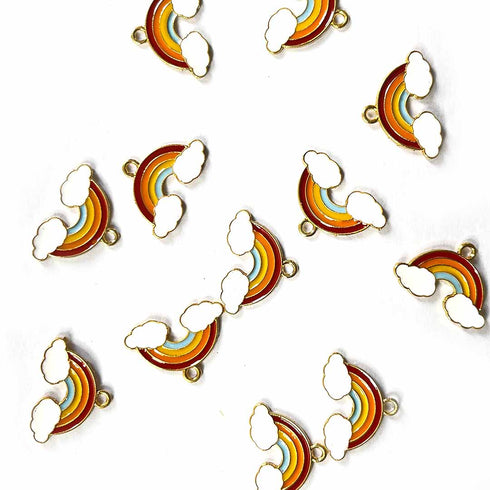 Rainbow With Clouds Shape Top Whole Metal Charms Set Of 6
