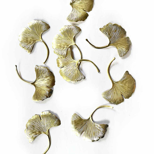 Metal Ginkgo Leaf Golden Patra Pack Of 20