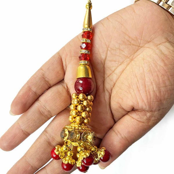 Maroon Color Glass Beads | Jarkan Work Latkan | Latkan Hanging Set Of 2 | Latkan Hanging Set Of 2 | Cones With Beads latkan | Hanging Beads | Hanging Latkan | Set of 2 Hanging Latkan | Art Craft | Online Craft | Hobby Craft | Craft Material | Craft Shop India | Craft Store Online