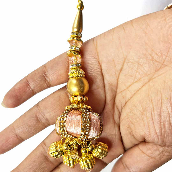 Peach Silk Thread Ethnic | Silk Thread | Ethnic Work Latkan | Hanging Set Of 2 | Cones With Beads latkan | Hanging Beads | Hanging Latkan | Art Craft | Online Craft | Hobby Craft | Craft Material | Craft Shop India | Craft Store Online