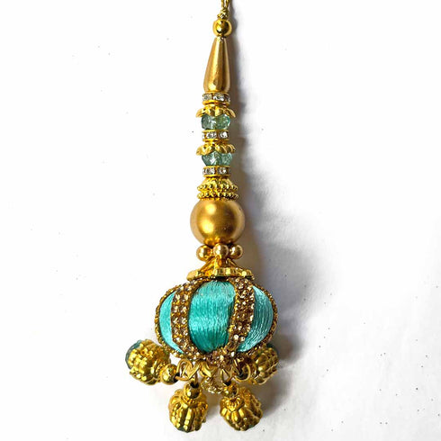 Firozi Silk Thread Ethnic Work Latkan Hanging Set Of 2