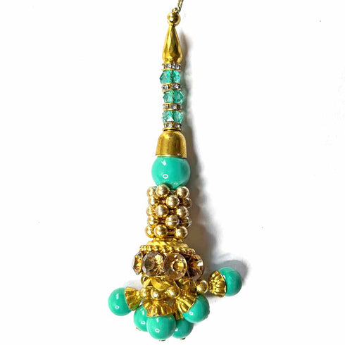 Firozi Color Glass Beads | Jarkan Work Latkan | Latkan Hanging | Hanging Latkan Set of 2 | jarkan Work | Beads | Light Green Color Beads | Glass Beads | jarkan Work latkan Hanging | Hanging Set of 2 | Cones With Beads latkan | Hanging Beads | Hanging Latkan | Set of 2 Hanging Latkan | Art Craft | Online Craft | Hobby Craft | Craft Material | Craft Shop India | Craft Store Online