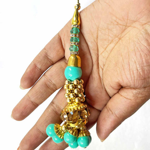 Firozi Color Glass Beads | Jarkan Work Latkan | Latkan Hanging | Hanging Latkan Set of 2 | jarkan Work | Beads | Light Green Color Beads | Glass Beads | jarkan Work latkan Hanging | Hanging Set of 2 | Cones With Beads latkan | Hanging Beads | Hanging Latkan | Set of 2 Hanging Latkan | Art Craft | Online Craft | Hobby Craft | Craft Material | Craft Shop India | Craft Store Online