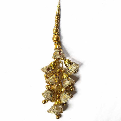 Golden Color Cones With Beads Latkan Hanging Set Of 2 | Golden Color | Cones With Beads latkan | Hanging Beads | Hanging Latkan | Set of 2 Hanging Latkan | Art Craft | Online Craft | Hobby Craft | Craft Material | Craft Shop India | Craft Store Online