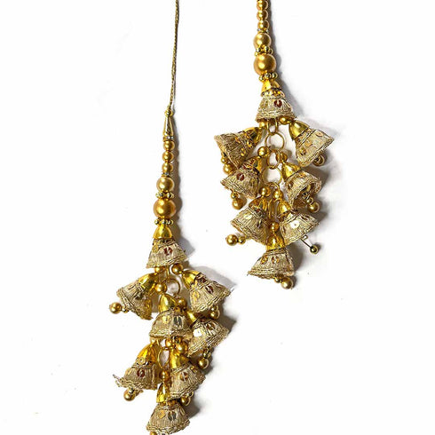Golden Color Cones With Beads Latkan Hanging Set Of 2 | Golden Color | Cones With Beads latkan | Hanging Beads | Hanging Latkan | Set of 2 Hanging Latkan | Art Craft | Online Craft | Hobby Craft | Craft Material | Craft Shop India | Craft Store Online