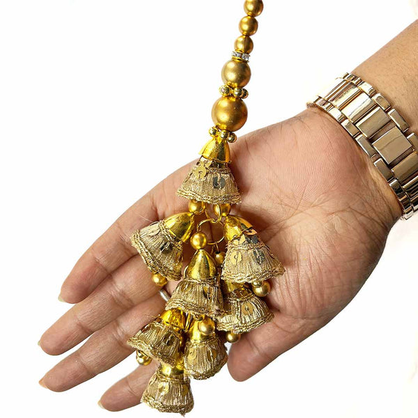 Golden Color Cones With Beads Latkan Hanging Set Of 2 | Golden Color | Cones With Beads latkan | Hanging Beads | Hanging Latkan | Set of 2 Hanging Latkan | Art Craft | Online Craft | Hobby Craft | Craft Material | Craft Shop India | Craft Store Online