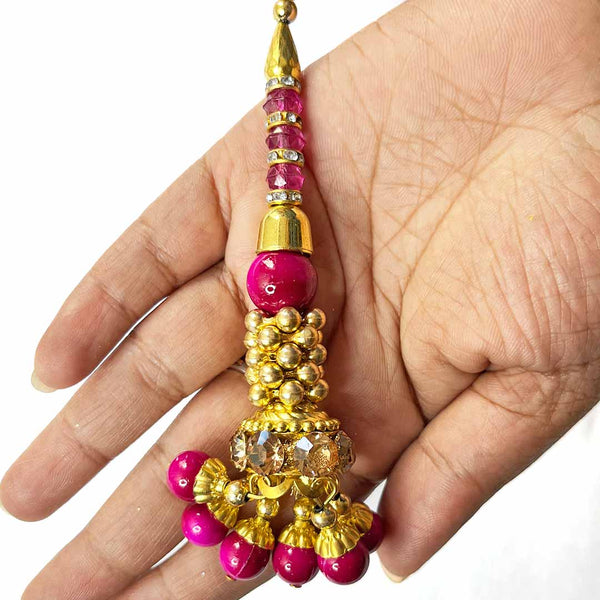 rani Pink Color beads | Jarkan Glass beads | jarkan Work Latkan | Latkan Hanging | Golden Color Cones With Beads Latkan Hanging Set Of 2 | Golden Color | Cones With Beads latkan | Hanging Beads | Hanging Latkan | Set of 2 Hanging Latkan | Art Craft | Online Craft | Hobby Craft | Craft Material | Craft Shop India | Craft Store Online