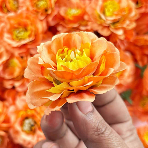 Orange Color Peony Flower Head Artificial Pack of 20 (5.5cm)