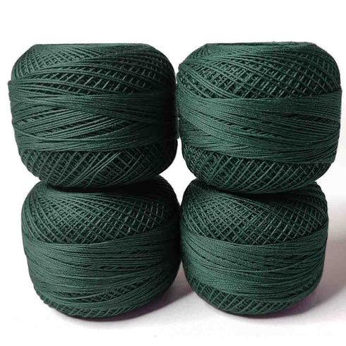 Dark Green 3 PLY Premium Knitting Crochet Cotton Thread Balls for Knitting, Weaving, Embroidery and Craft Making