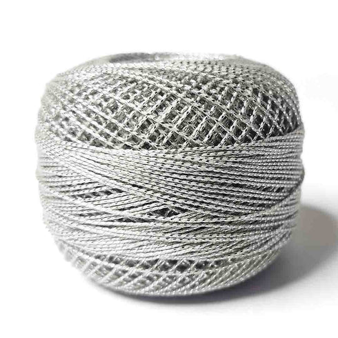 Metallic Silver Cotton Crochet Thread Balls for Knitting, Weaving, Embroidery and Craft Making