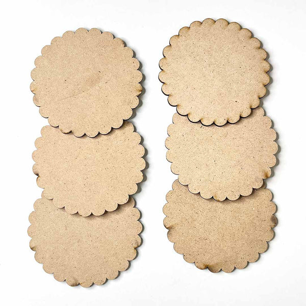 scalloped Mdf Base Set of 6 | scalloped MDF | MDF Base | Craft Shop India | Craft Store | Art Craft | Craft | Decoration | Project | DIY | Collection | Craft Shop India | MDF Cutouts