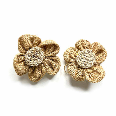 Beige Color Jute Flower Set Of 10