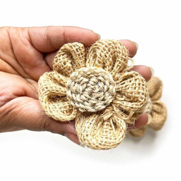 Beige Color Jute Flower Set Of 10 | Craft shop | Craft Store | Art Craft | Decoration | Festivals | Shadi Decoration | Traditional Art | Dress Making | DIY | Jawellry Making Material | craft shop india | india craft shop | shop craft