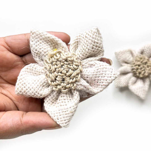 Cream Color Jute Flower Set Of 10