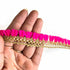 Golden Zari & Rani Pink Polyester Thread Lace & Border - ( 9mtr )