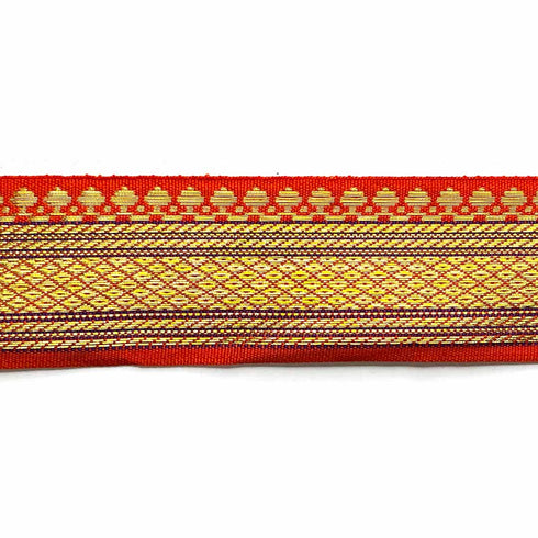 Orange & Golden Zari Color Weaving Border 1.5 Inch- ( 5 mtr )