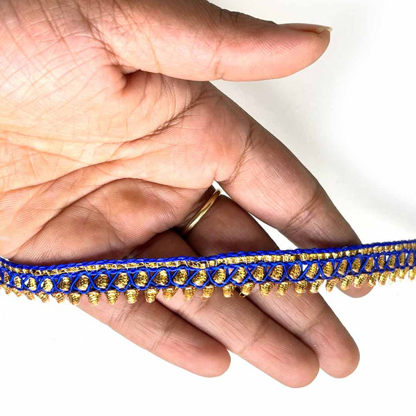 Blue & Golden Zari Gota Lace & Border - ( 9mtr ) | Blue & Golden Zari | Zari Gota Lace & Border | Zari | Resham | Craft Store | Art Craft | Decoration | Laces Collection | Border Collection | Craft Making | Craft Shop india | india craft shop