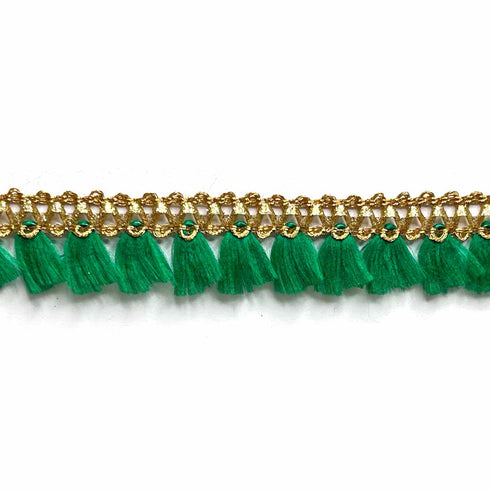 Golden Zari & Green Polyester Thread Lace & Border - ( 9mtr )
