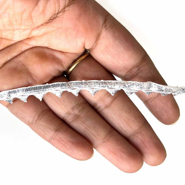 Silver Color Gota Samosa Lace - ( 9mtr ) | Silver Color Gota Samosa Lace | Gota Samosa | Craft Shop India | Art Craft | Decoration | Laces Collection | Border Collection | Craft Making
