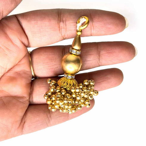 Golden Color Big Bead Ruffled Tassels Set Of 2