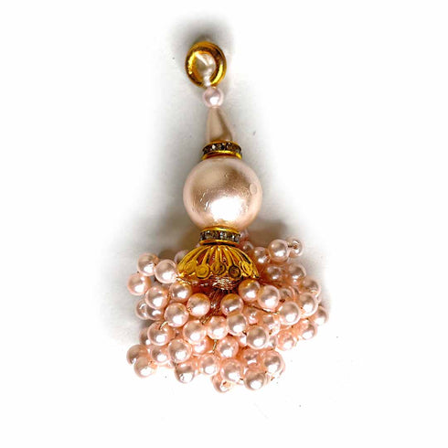 Light Peach Color Big Bead Ruffled Tassels Set Of 2