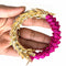3 Inches Half Rani Pink & Half Golden Gota Ring Set Of 6
