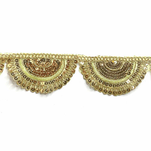 Sea Green With Zari Work Semi Circle Tissue Lace & Border ( 9mtr )