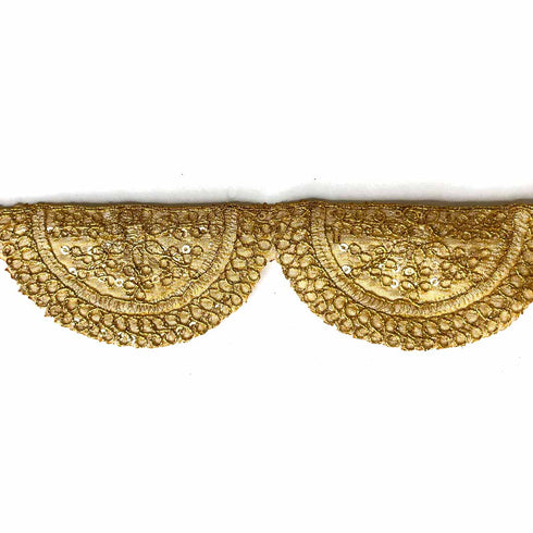 Golden With Zari Work Semi Circle Lace & Border ( 9mtr )