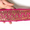 Rani Pink Velvet With Golden Zari Embroidered Border- ( 9mtr, Design_1 )