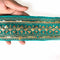 Teal Green Velvet With Golden Zari Embroidered Border- ( 9mtr, Design_1 )