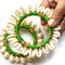 3 Inches Green Color Kaudi Shells Bangle/Ring Set Of 2