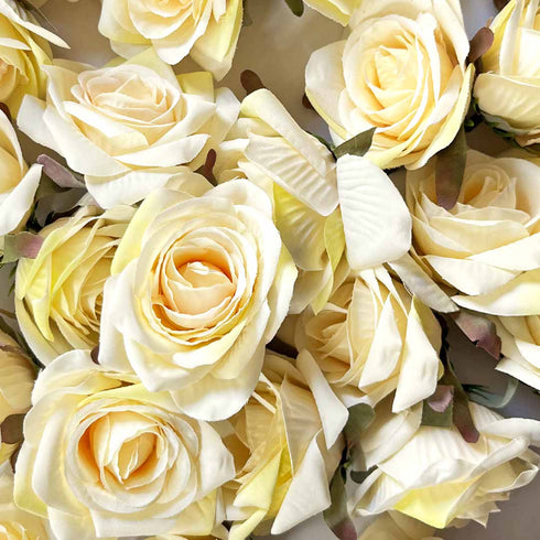 Light Yellow & Cream Shaded Artificial Rose Flower Set Of 6