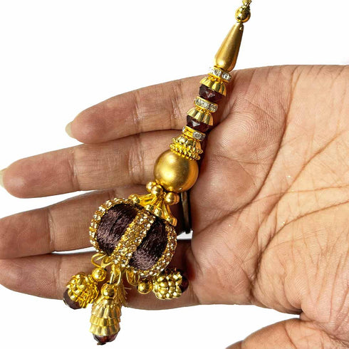 Coffee Brown Silk Thread Ethnic Work Latkan Hanging Set Of 2