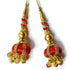 Red Silk Thread Ethnic Work Latkan Hanging Set Of 2