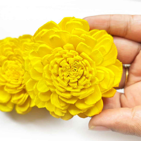 Yellow Sola Wood Flower Pack of 10