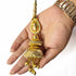 Beige Silk Thread Cone With Glass Pipe Ethnic Work Latkan Hanging Set Of 2